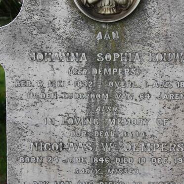 LOUW Johanna Sophia nee DEMPERS 1832-1893 :: DEMPERS Nicolaas W. 1846-1910