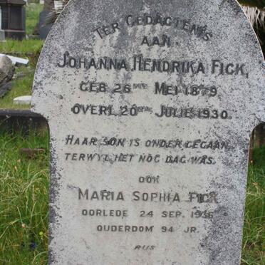 FICK Johanna Hendrika 1879-1930 :: FICK Maria Sophia -1936
