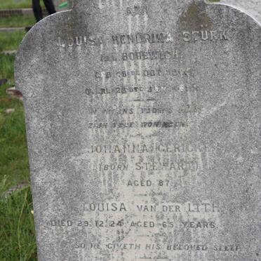 STURK Louisa Hendrika nee BODEWICH 1805-1892 :: GERICK Johanna nee STEWARD :: VAN DER LITH Louisa 1924