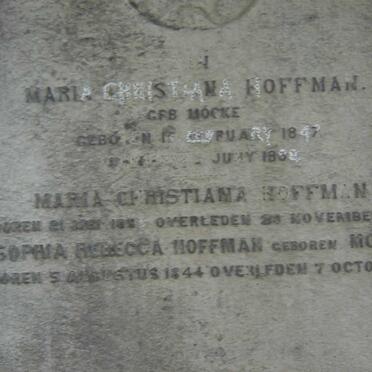 HOFFMAN Maria Christiana nee MOCKE 1847-1889 :: HOFFMAN Maria Christiana 18??-1888 :: HOFFMAN Sophia Rebecca nee MOCKE 1844-1890