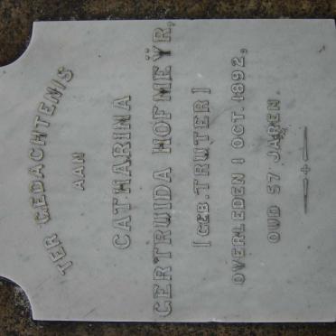 HOFMEYR Catharina Gertruida nee TRUTER -1892