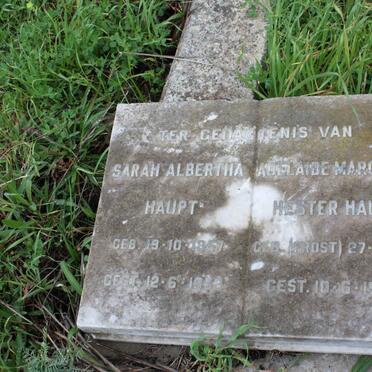 HAUPT Sarah Albertina 1857-1932 ::  HAUPT Hester nee FROST 1861-1936