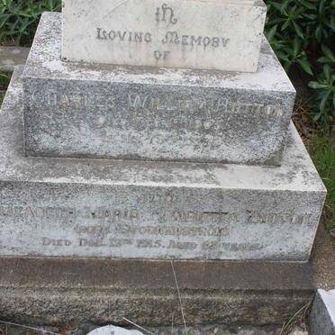 HUTTON Charles William -1905 Elizabeth Maria Henrietta STOCKENSTROM -1915 