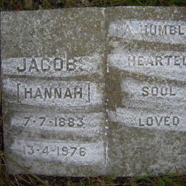 JACOBS Hannah 1883-1976
