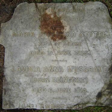 KEYTEL Maria Catharina -1925 :: MUSGRAVE Lavinia Anna nee REINECKE -1910