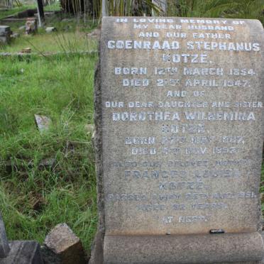 KOTZE Coenraad Stephanus 1854-1947 &amp; Frances Louisa -1951 :: KOTZE Dorothea Wilhelmina 1887-1892
