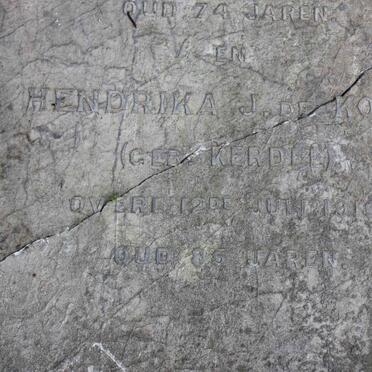 KOCK Hendrika J., de nee KERDEL -1915