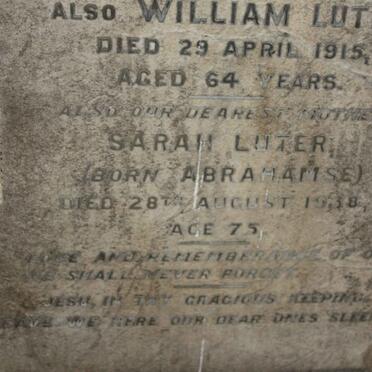 LUTER William -1915 &amp; Sarah ABRAHAMSE -1938