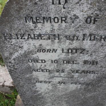 MERWE Elizabeth, v.d. nee LOTZ -1911