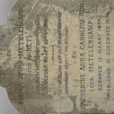 METELERKAMP Maria Anna nee AURET 181?-1900 :: KING Katherine Anna Caroline nee METELERKAMP 1844-1936