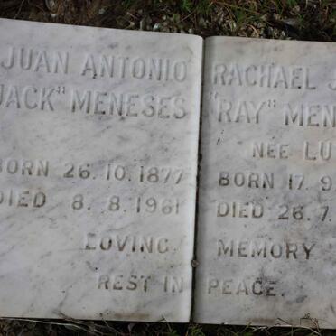 MENESES Juan Antonio 1877-1961 &amp; Rachel Janet LUYT 1886-1964