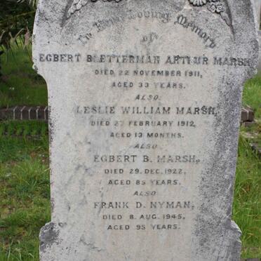 MARSH Egbert Bletterman Arthur -1911 :: MARSH Leslie William -1912 :: MARSH Egbert B. -1922 :: NYMAN Frank D. -1945