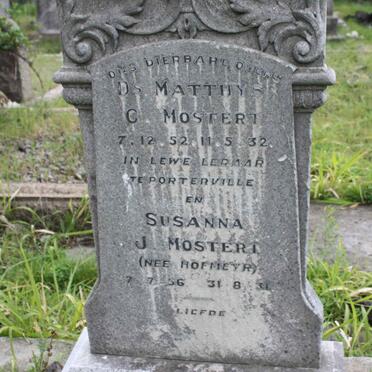 MOSTERT Matthys C. 1852-1932 &amp; Susanna J. HOFMEYR 1856-1931
