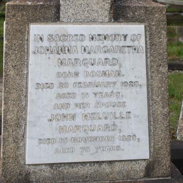 MARQUARD John Melville -1928 &amp; Johanna Margaretha  BOSMAN -1928