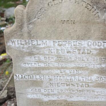 NIEUWSTAD Wilhelm Petrus Godfried 1887-1887 :: NIEUWSTAD Magdalena Margaretha Johanna 1889-1890