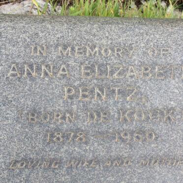 PENTZ Anna Elizabeth nee de KOCK 1878-1950