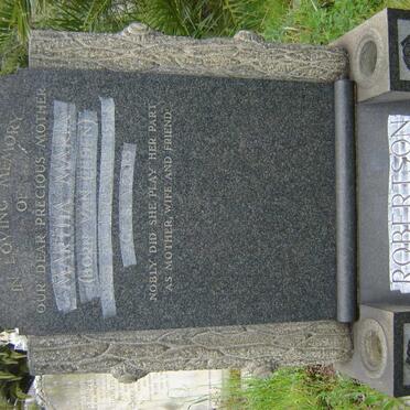 ROBERTSON Martha Maria nee VAN EEDEN -1958