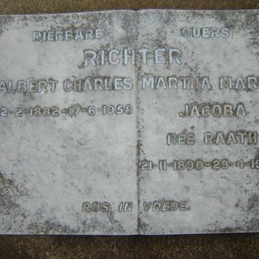 RICHTER Albert Charles 1882-1958 &amp; Martha Maria Jacoba RAATH 1890-195?