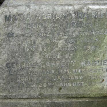 RAINER George Garrett 1836-1913 &amp; Maria Adriana VAN BREDA 1839-1907