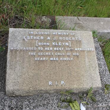 ROBERTS Esther A.J. nee KLEYN -1972