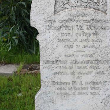 SOLOMON Christina W. nee de BRUYN -1908 :: DE BRUYN Christian Johannes 1905-1930 :: DE BRUYN Edward M.J. 1903-1930