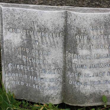 STANLEY Richard Charles 1864-1901 &amp; Catherina Fredricka Magdalena JOHNSON 1873-1947