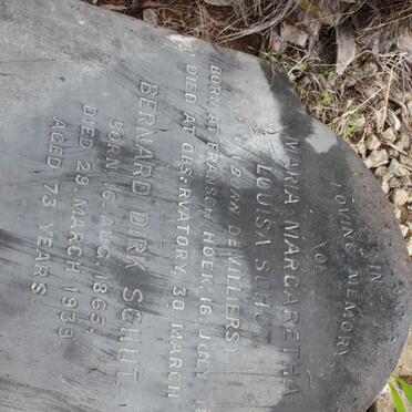 SCHUT Bernard Dirk 1865-1939 &amp; Maria Margaretha Louisa de VILLIERS 1858-1917