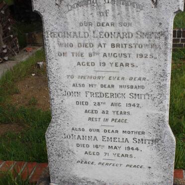 SMITH Reginald Leonard -1925 :: SMITH John Frederick -1942 :: SMITH Johanna Emelia -1944