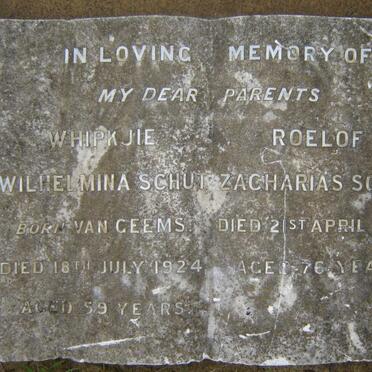 SCHUT Roelof Zacharias -1940 &amp; Whipkjie Wilhelmina VAN GEEMS -1924