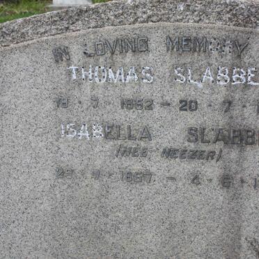 SLABBER Thomas 1852-1914 &amp; Isabella NEEZER 1857-1960