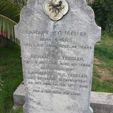 TEEGLER Richard  ?. L. -1914 &amp; Caroline W. C. CURR -1908 :: TEEGLER Lawrence ? -1918