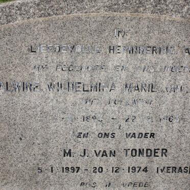 TONDER M.J., van 1897-1974 &amp; Alwine Wilhelmina Marie 1895-1963 :: VAN TONDER Wilhelm Micheal 1921-1965