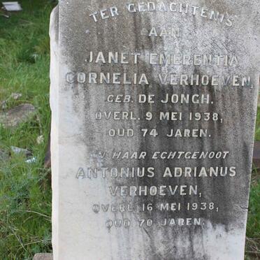 VERHOEVEN Antonius Adrianus -1938 &amp; Janet Emerentia Cornelia  de JONGH -1938