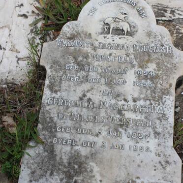 VERSFELD Elizabeth Susanna Devenish 1894-1895 :: VERSFELD Gertruida Margaretha de Villiers 1897-1899