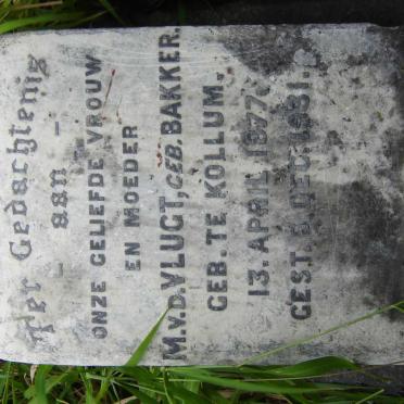 VLUGT M., v.d. nee BAKKER 1877-1931