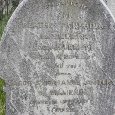VILLIERS Beatrix Hendrina, de nee JOUBERT -1887 :: DE VILLIERS Jacob Stephanus Joubert -1908
