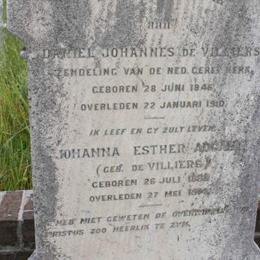 VILLIERS Daniel Johannes, de 1846-1910 :: AUCAMP Johanna Esther nee DE VILLIERS 18??-1914