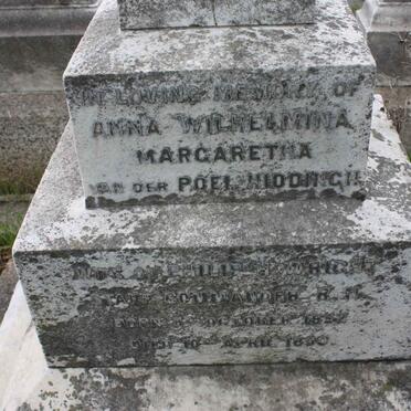 WICHT Anna Wilhelmina Margaretha van der Poel Hiddingh 1852-1890