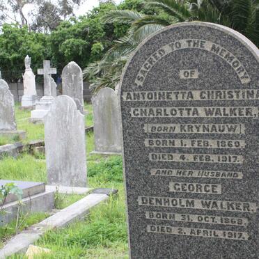 WALKER George Denholm 1868-1917 &amp; Antionetta Christina Charlotta KRYNAUW 1860-1917