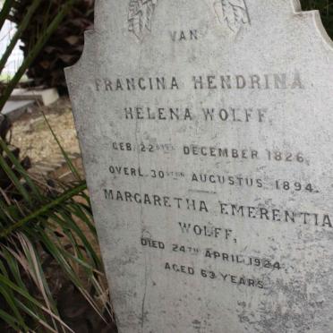WOLFF Francina Hendrina Helena 1826-1894 :: WOLFF Margaretha Emerentia -1924