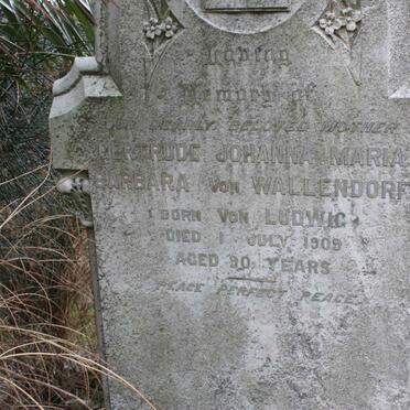 WALLENDORFF Gertrude Johanna Maria Barbara, von nee von LUDWIG -1909