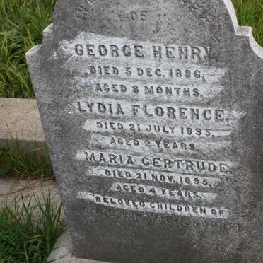 WALLENDORFF George Henry, von -1886 :: VON WALLENDORFF Lydia Florence -1895 :: VON WALLENDORFF Maria Gertrude -1895