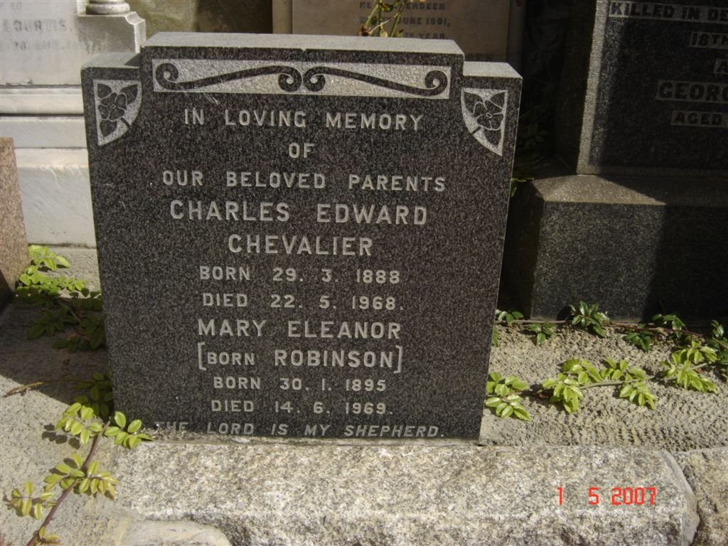 CHEVALIER Charles Edward 1888-1968 &amp; Mary Eleanor ROBINSON 1895-1969