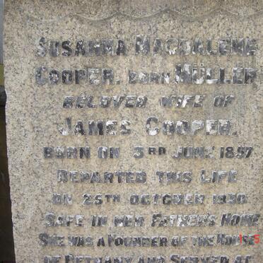 COOPER Susanna Magdalena nee MULLER 1857-1930