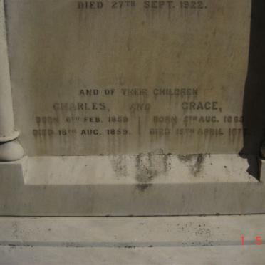 EATON Charles 1859-1859 &amp; EATON Grace 1865-1870