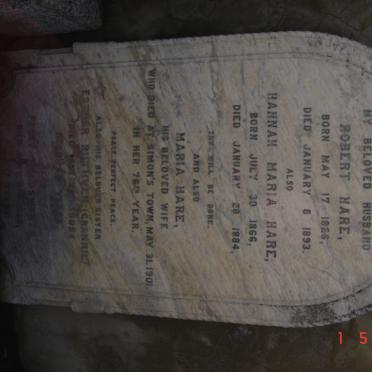 HARE Robert 1826-1893 &amp; Maria -1901 :: HARE Hannah Maria 1866-1884 :: RUTHVEN Esther -1905 :: HOLDSWORTH Peggy -1936