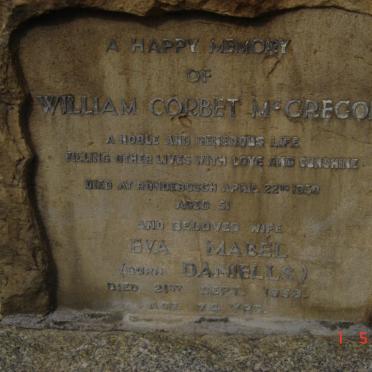 McGREGOR William Corbet -1930 &amp; Eva Mabel DANIELLS -1959