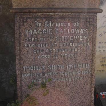 McEWAN Thomas Smith 1853-1939 &amp; Maggie GALLOWAY -1902