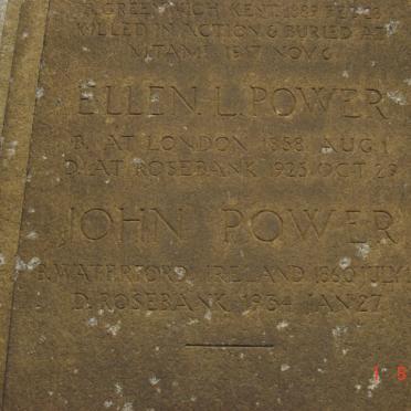POWER John 1860-1934 &amp; Ellen L. 1858-1925