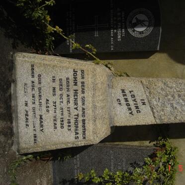 THOMAS John Henry 1883-1920 :: THOMAS Mary 1879-1881 :: THOMAS Martha -1930 :: THOMAS George 1885-1926